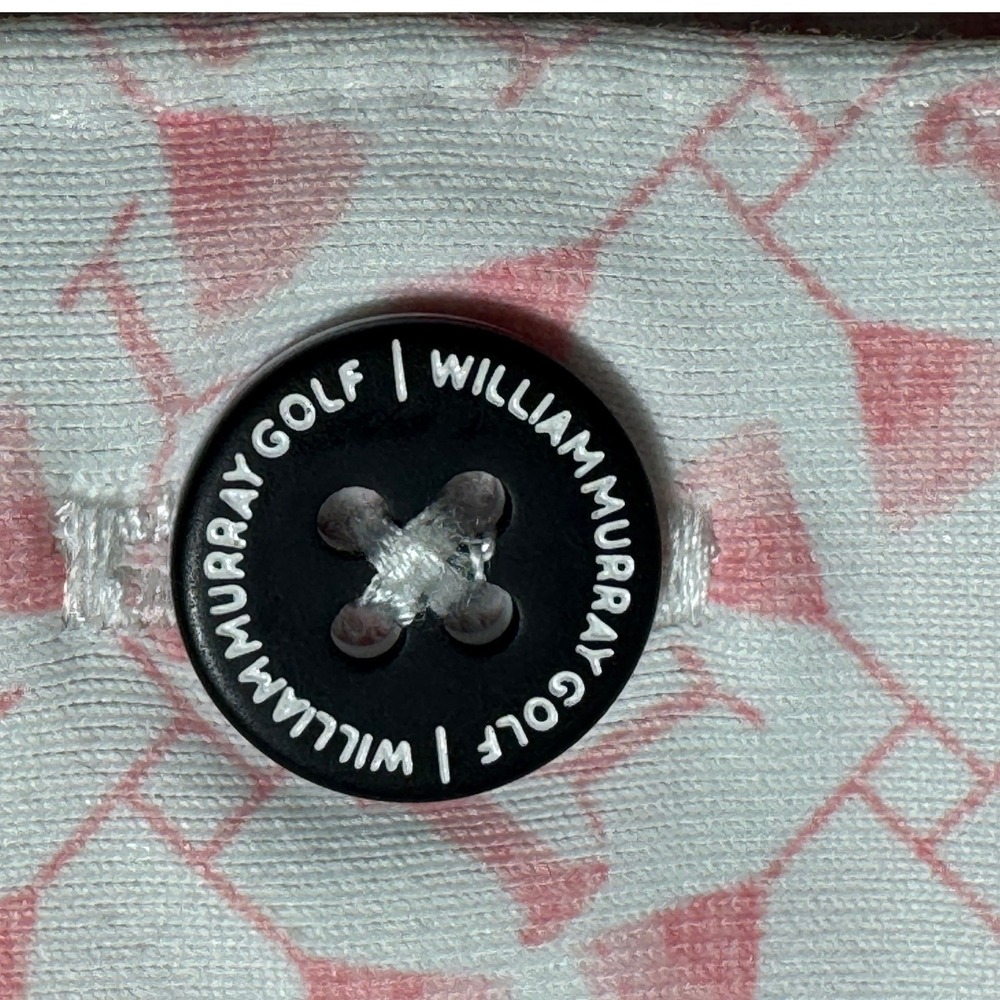 William Murray Golf Mens Medium Pink Martini Glass Print Performance Polo Shirt - Picture 6 of 9